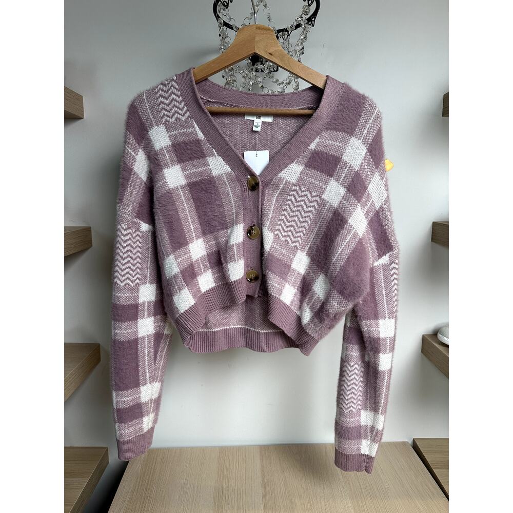 BP Nordstrom Purple Checkered Cardigan - Size S - NEW